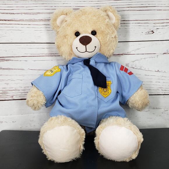 Built A Bear Workshop Cream Teddy Bear Plush with Police Uniform 17'' - Picture 1 of 12